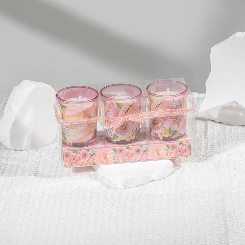 Świece zapachowe klasyczne małe okrągłe w szklanym kubku na Dzień Matki 3szt zestaw-ekologiczny producent świec sojowych