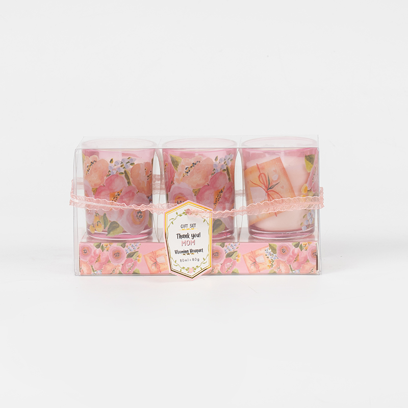 Świece zapachowe klasyczne małe okrągłe w szklanym kubku na Dzień Matki 3szt zestaw-ekologiczny producent świec sojowych
